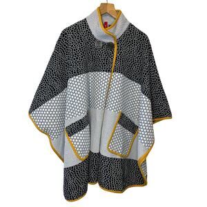 IC by Connie K Avant Grande Gray Printed Polka Dot Funnel Collar Kimono Cloak Sm